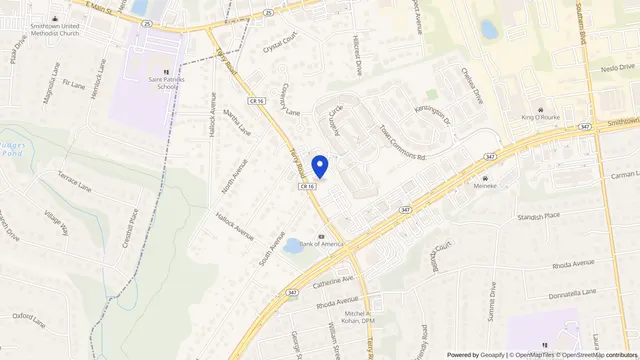 Map showing the location of DaVita Smithtown Dialysis at 113 Terry Rd, Smithtown, NY 11787, served by DachiPlus medical transportation.