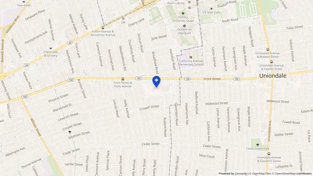 Map showing the location of Hempstead Park Nursing Home at 800 Front Street, Hempstead, NY 11550, served by DachiPlus medical transportation.
