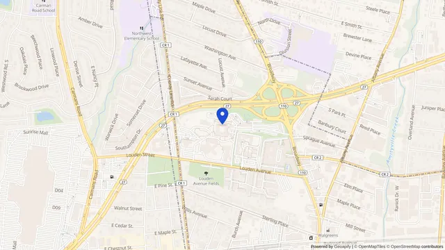 Map showing the location of South Oaks Hospital at 400 Sunrise Hwy, Amityville, NY 11701, served by DachiPlus medical transportation.