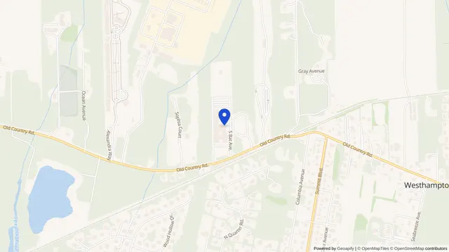 Map showing the location of Westhampton Care Center at 78 Old Country Road, Westhampton, NY 11977, served by DachiPlus medical transportation.