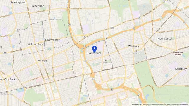 Map showing the location of Carle Place at Carle Place, Nassau County, NY, served by DachiPlus medical transportation.
